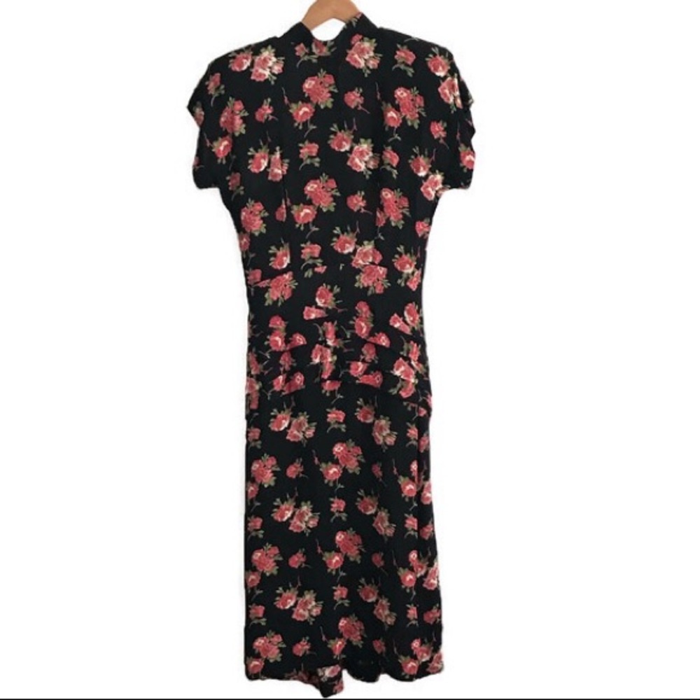 Vintage John Roberts rose floral black dress